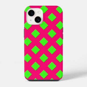 Neon Grid Pop iPhone 14 Case – Customisable