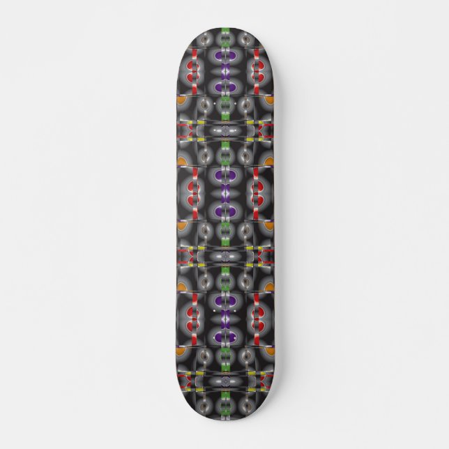 Neon Grid Pulse Skateboard (Front)