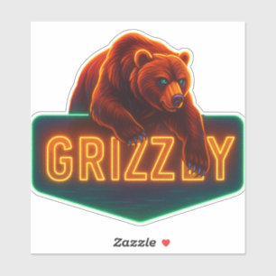 Neon Grizzly Sticker