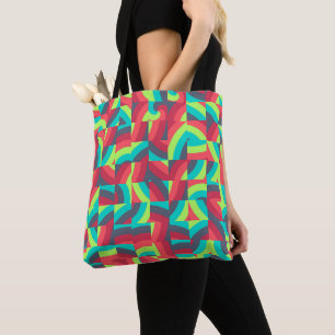 Neon Groove Mosaic Tote Bag