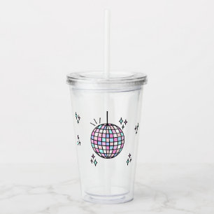 Neon Groovy Disco Ball Acrylic Tumbler