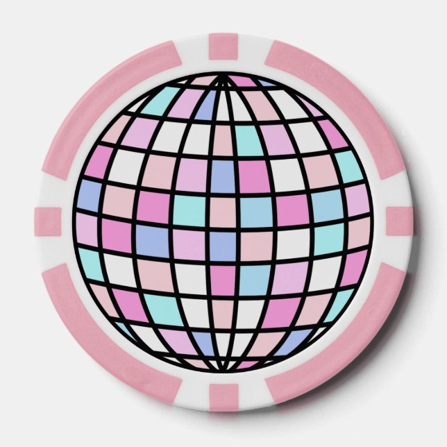 Neon Groovy Disco Ball Poker Chips (Front)