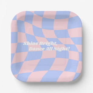 Neon Groovy Disco Birthday Paper Plate