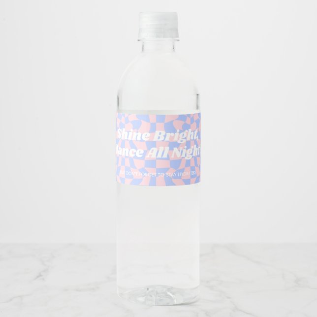 Neon Groovy Disco Water Bottle Label (Front)