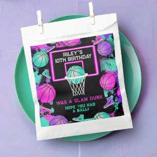 Neon Grunge Paint Splatter Basketball Birthday Favour Bag