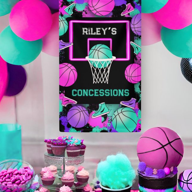 Neon Grunge Paint Splatter Basketball Concessions Banner (Creator Uploaded)
