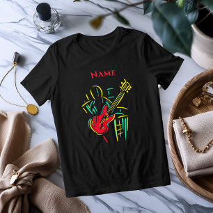 Neon Guitar Line Art   Vibrant Musical T-Shirt Tri-Blend Shirt