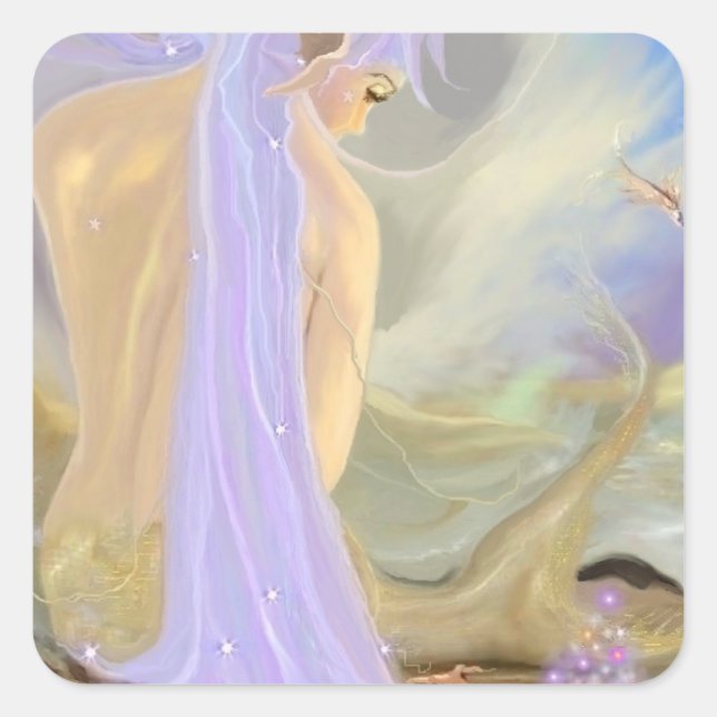 Neon Haired Mermaid Square Sticker (Front)