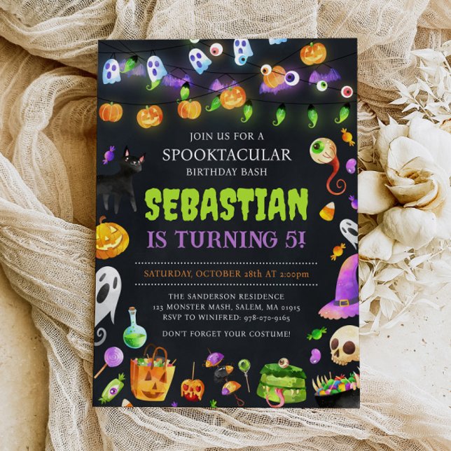 Neon Halloween Birthday Party, Halloween Birthday Invitation (Creator Uploaded)