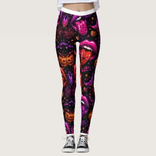 Neon Halloween Lips Leggings