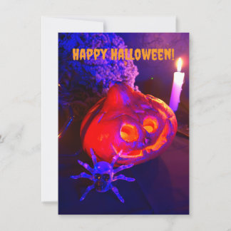 Neon Halloween pumpkins Card
