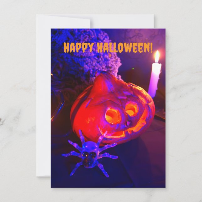 Neon Halloween pumpkins Card (Front)
