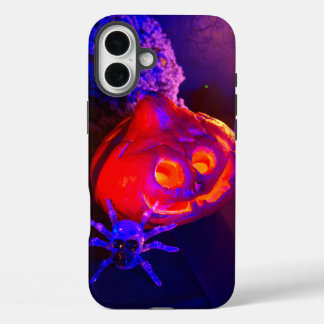 Neon Halloween pumpkins iPhone 16 Plus Case
