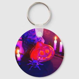 Neon Halloween pumpkins Key Ring