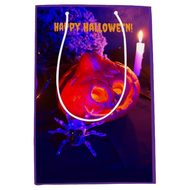 Neon Halloween pumpkins Medium Gift Bag (Front)