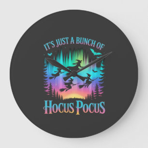 Neon Halloween Witches Png Large Clock