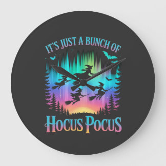 Neon Halloween Witches Png Large Clock