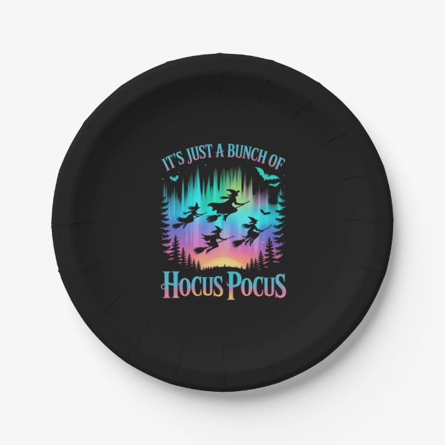 Neon Halloween Witches Png Paper Plate (Front)