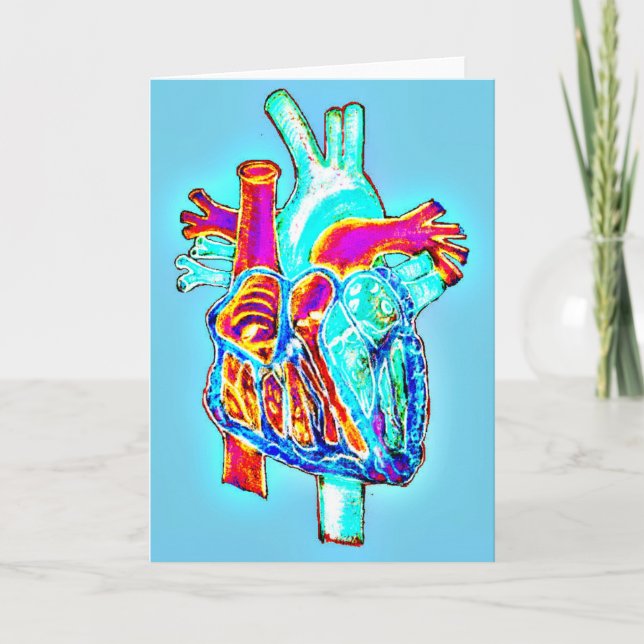 Neon Hand Drawn Anatomical Heart Card (Front)