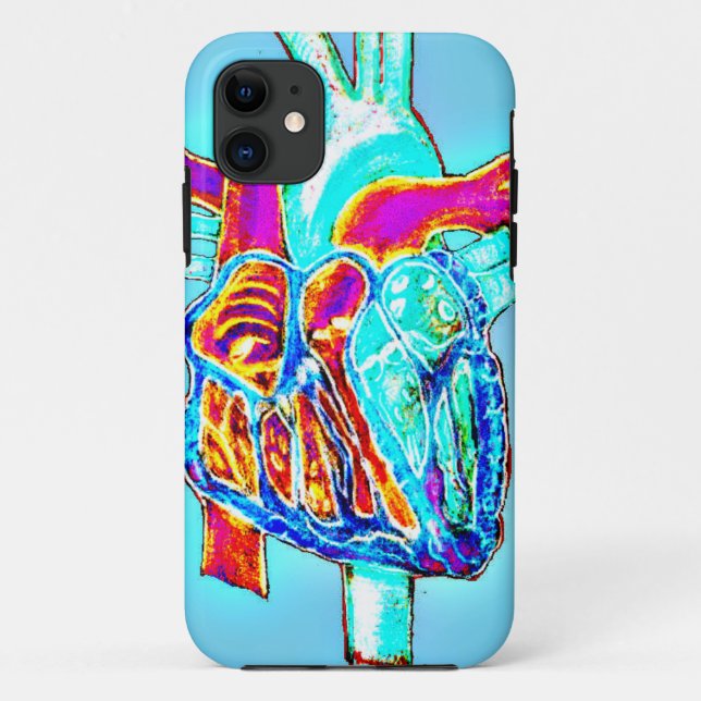 Neon Hand Drawn Anatomical Heart Case-Mate iPhone Case (Back)