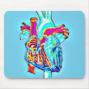Neon Hand Drawn Anatomical Heart Mouse Pad