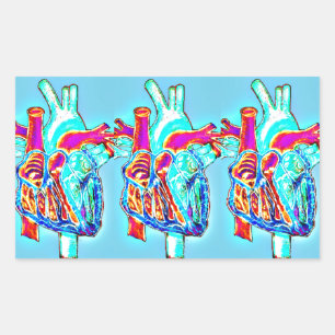 Neon Hand Drawn Anatomical Heart Rectangular Sticker