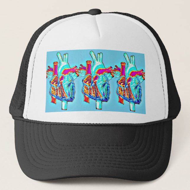 Neon Hand Drawn Anatomical Heart Trucker Hat (Front)
