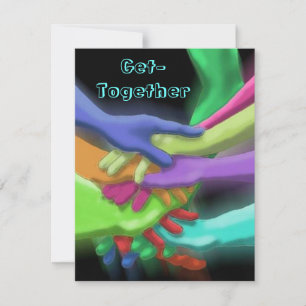NEON HANDS STACKED GET-TOGETHER PARTY INVITATION