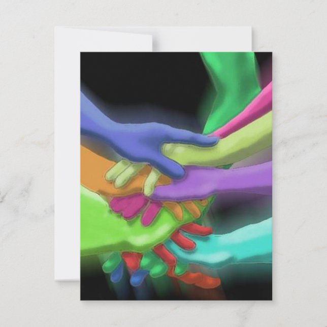 Neon Hands Stacked Purim Party Bash Invitations (Front)