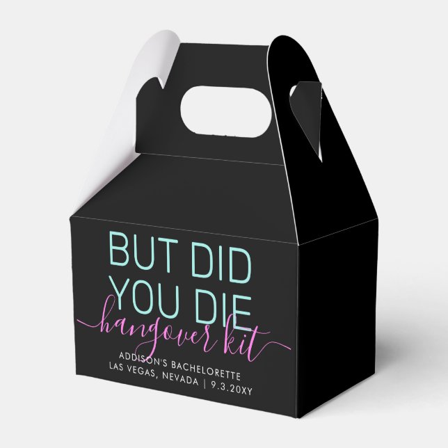 Neon Hangover Relief Kit Personalised Favour Box (Front Side)