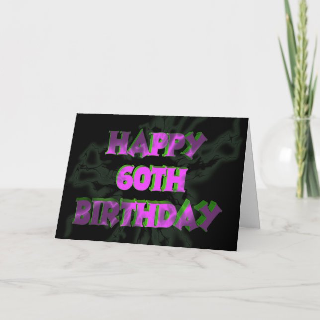 Neon Happy 60th Birthday Card (Front)