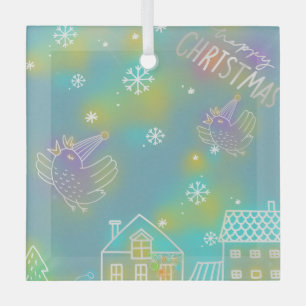 Neon Happy Christmas  Glass Tree Decoration
