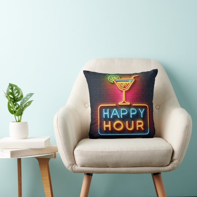 Neon Happy Hour Sign Cushion (Chair)