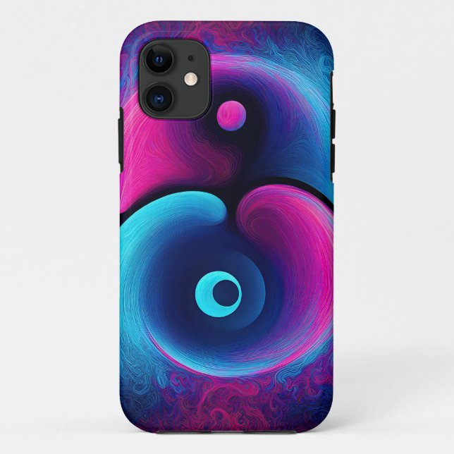 Neon Harmony: A Modern Interpretation of Yin Yang Case-Mate iPhone Case (Back)