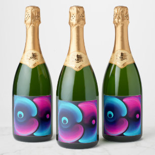 Neon Harmony: A Modern Interpretation of Yin Yang Sparkling Wine Label