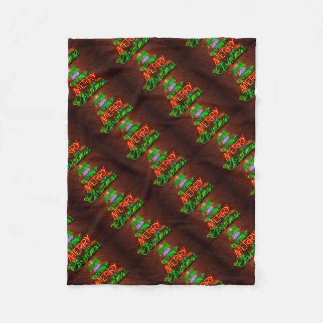 Neon Have A Very Merry Christmas Fleece Blanket (Front)