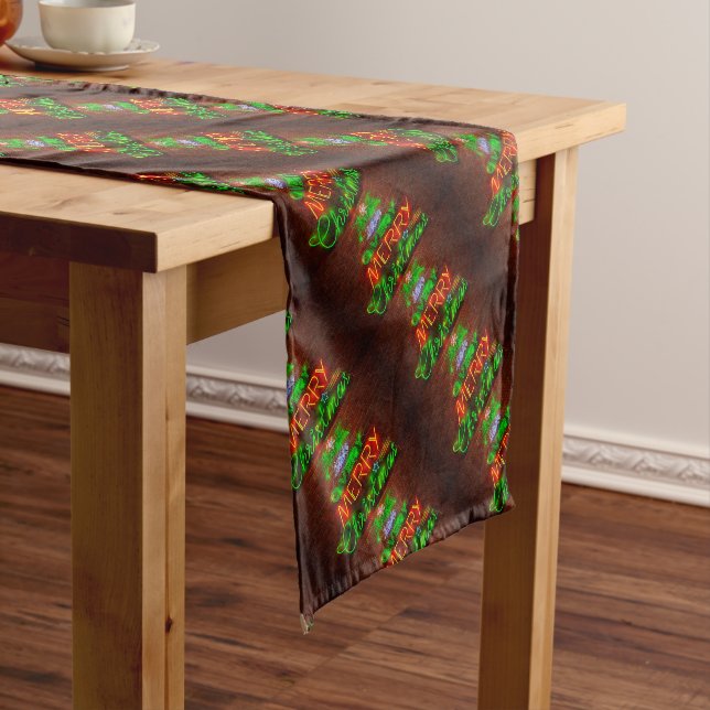 Neon Have A Very Merry Christmas Short Table Runner (In Situ)