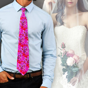 Neon Hawaiian Flowers Plumeria Frangipani Bold Tie