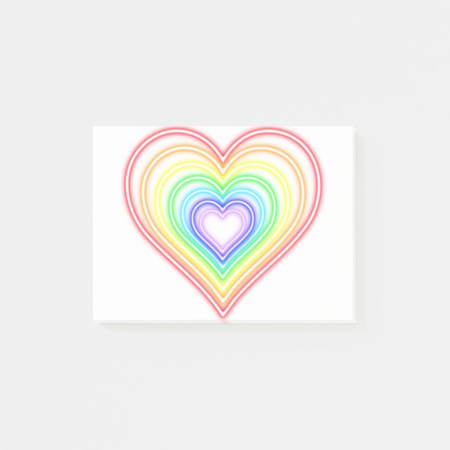 Neon Heart - Rainbow Post-it Notes (Front)