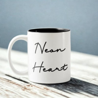 Neon Heart - Retro Love Quote Two-Tone Coffee Mug