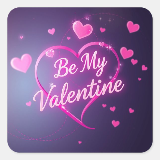 Neon Heart Valentines  Square Sticker (Front)