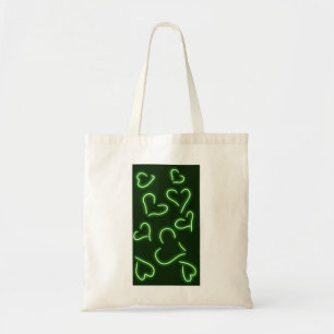 Neon Hearts Green Tote Bag