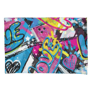 Neon Hearts: Grunge Girl Pattern Pillowcase