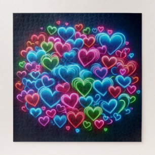 Neon Hearts Jigsaw Puzzle