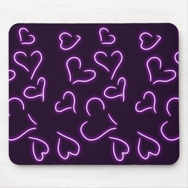 Neon Hearts Purple Mouse Pad (Front)