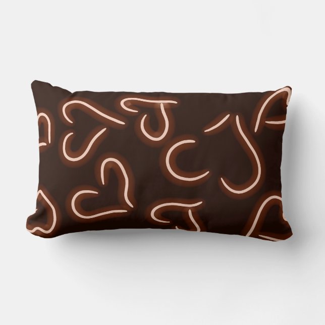 Neon Hearts Red Lumbar Cushion (Front)
