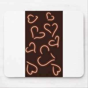 Neon Hearts Red Mouse Pad