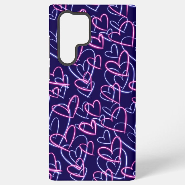 Neon Hearts Samsung Galaxy S22 Ultra Case (Back)