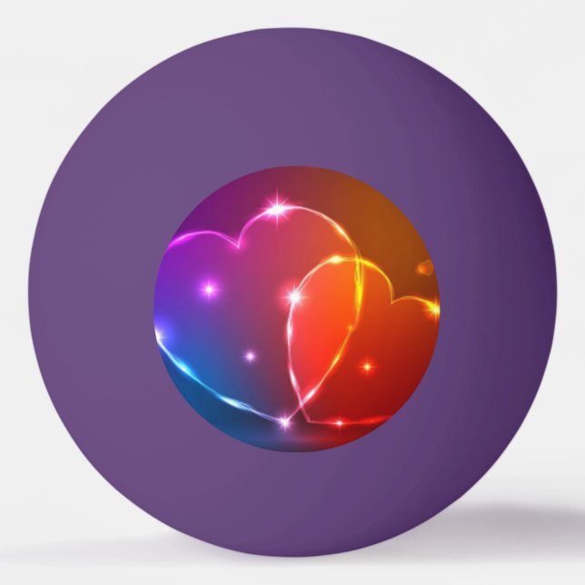 neon hearts Valentine's Day Ping Pong Ball (Back)