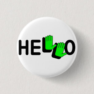 Neon Hello Hands 3 Cm Round Badge
